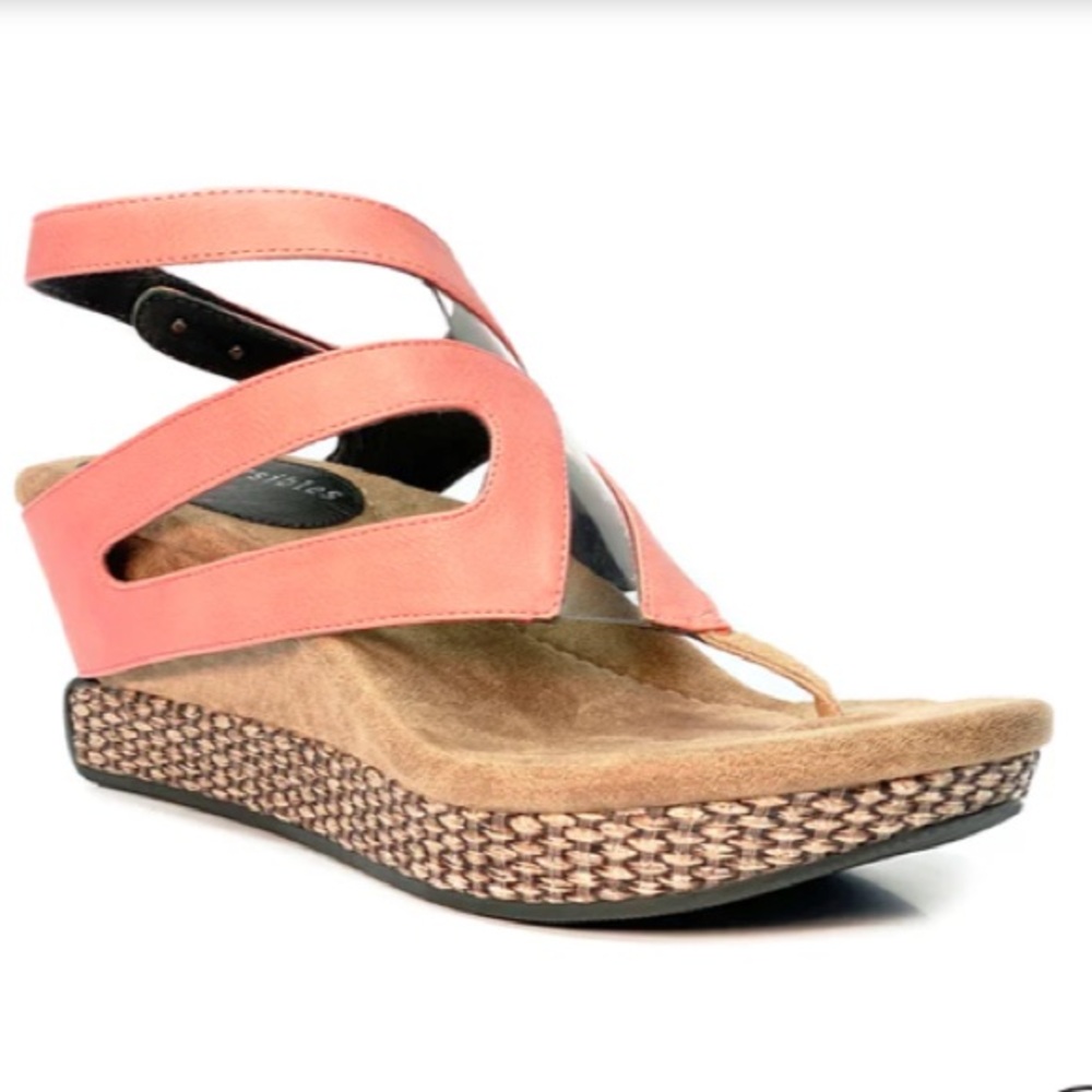 MODZORI Zoey 1 Coral Flips to Black Reversible Mid-Wedge‎ Cut-Out Thong Sandal 9